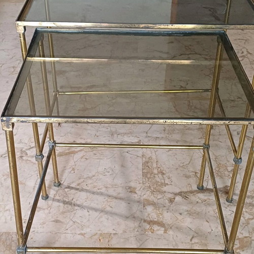 Zigon coffee tables with bronze frame and smoked glass like new