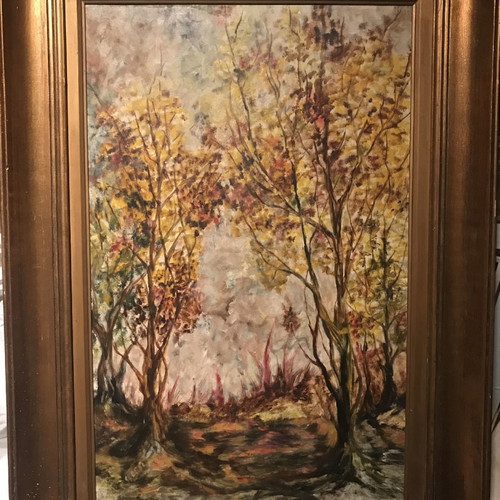 Authentic painting 45x65 used with frame, oil on hardboard
