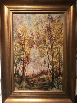 Authentic painting 45x65 used with frame, oil on hardboard