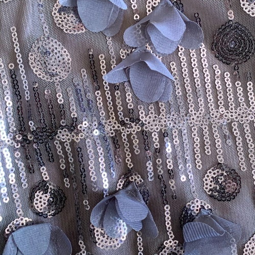 Eliza J maxi evening dress with sequins and 3D petals, like new, navy blue