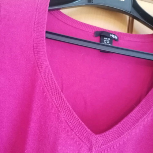 H&M cotton pullover used, fuchsia, size XS