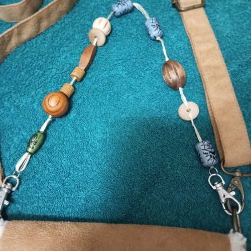 Shoulder bag new, beige and brown suede, spacious 20x14 cm