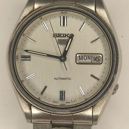 Seiko 5 Automatic 6309-8900 vintage 36mm silver watch used