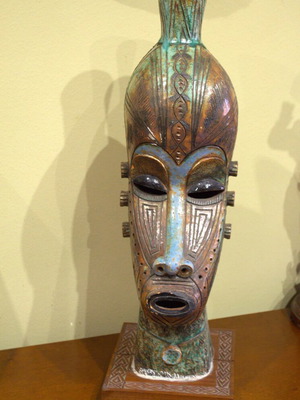 Μεγάλο κεραμικό γλυπτό μάσκα μεταχειρισμένο, στούντιο κεραμική