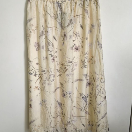 H&M Maxi Floral Skirt with Viscose Size M new, pastel yellow beige
