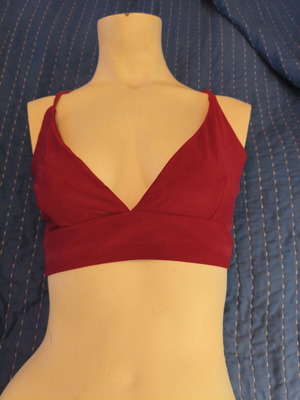 Shein Bordeaux Bikini Top used with lace-up back, size M