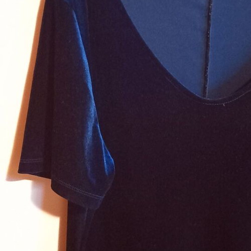 Blue velvet short-sleeve dress XL used