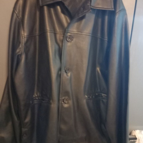Classic black leather men jacket like new, XL size, made in Turkey