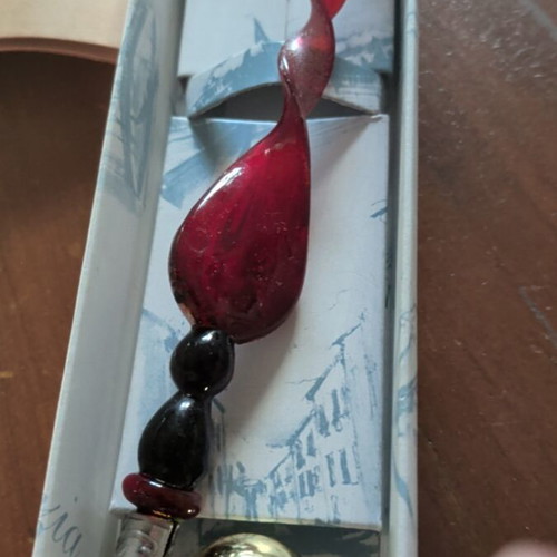 Glass pen with ink bottle, new, gift set from Venice