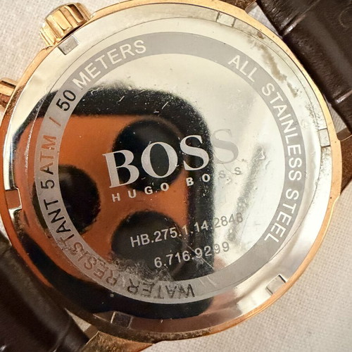 Hugo Boss men's wristwatch with brown leather strap, like new