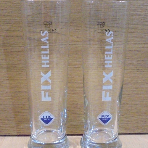 Fix Hellas beer set of 2 promotional glasses 0.3lt used