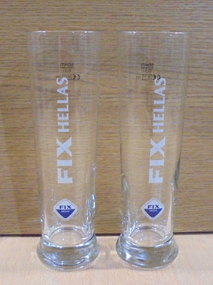 Fix Hellas beer set of 2 promotional glasses 0.3lt used