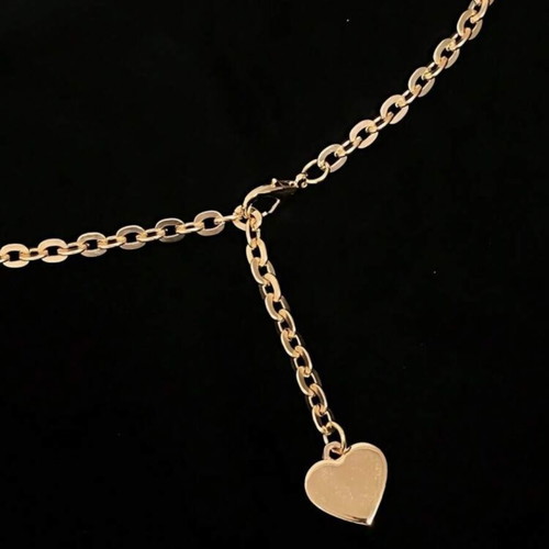 Long Gold Chain Belt with Heart Pendant 150 cm New