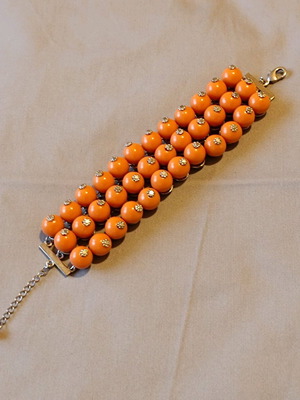 Accessorize bracelet used with orange beads 21 cm
