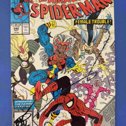 The Amazing Spider-Man 340 comic book used, signed by Eric Larsen