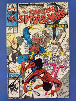 The Amazing Spider-Man 340 comic book used, signed by Eric Larsen