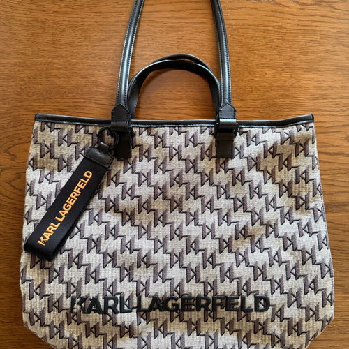 Karl Lagerfeld shoulder fabric bag like new, gray