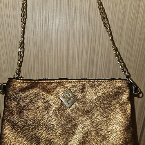 Evening shoulder bag like new, bronze with chain