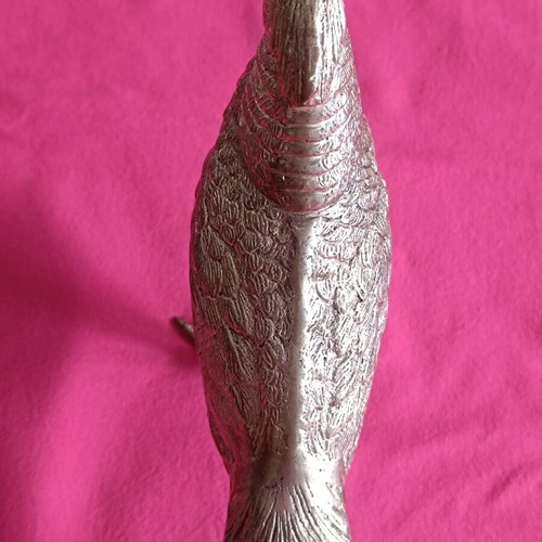 Vintage silver metal pheasant figurine like new