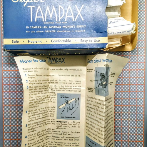 Vintage rare Tampax Super 10 tampon box used