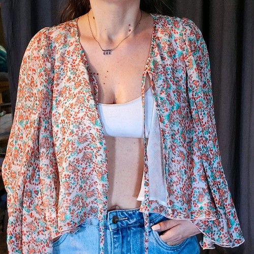 Crop floral cape jacket Qed London like new, size M