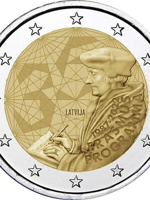 Λετονία 2 Ευρώ 2022 UNC Erasmus αναμνηστικό