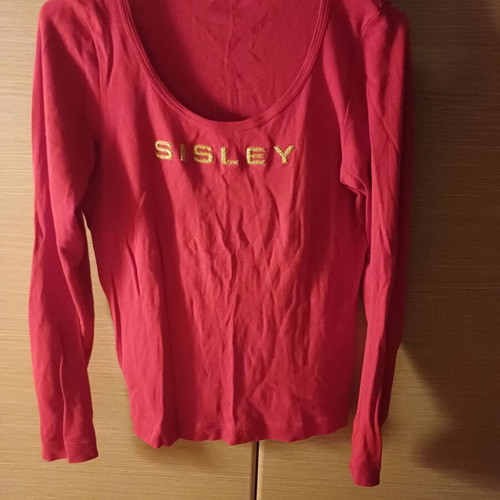 Sisley women's cotton t-shirt s-m like new, red
