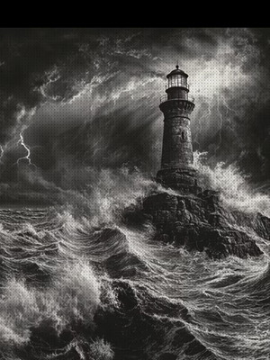 Cross Stitch Set "Lighthouse" New with Aida Fabric and Threads