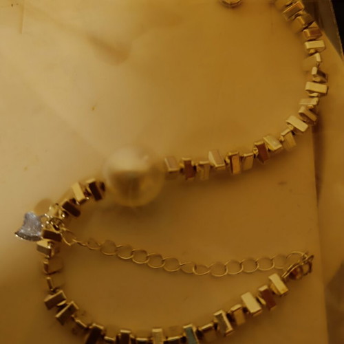 Silver bracelet with white pearl new by A&D