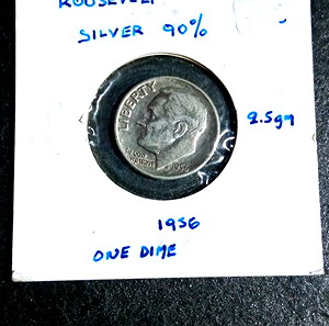 Ασημένιο ΗΠΑ 1 dime 1956