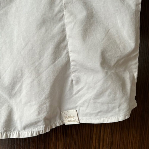 HARLEY-DAVIDSON, No, L, women's shirt, white elastic fabric, three-quarter sleeve.