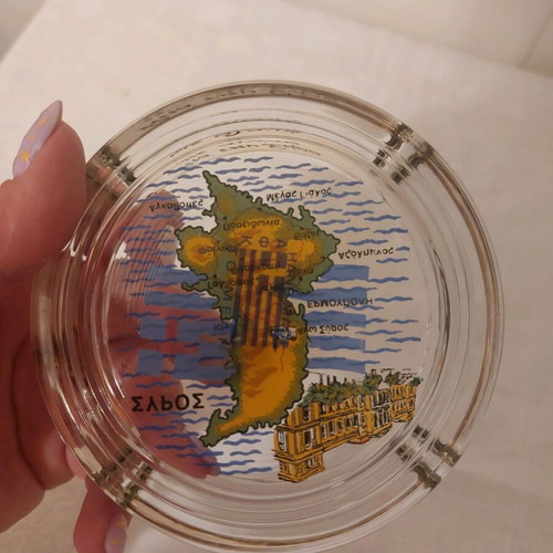 Glass souvenir ashtray from Syros new