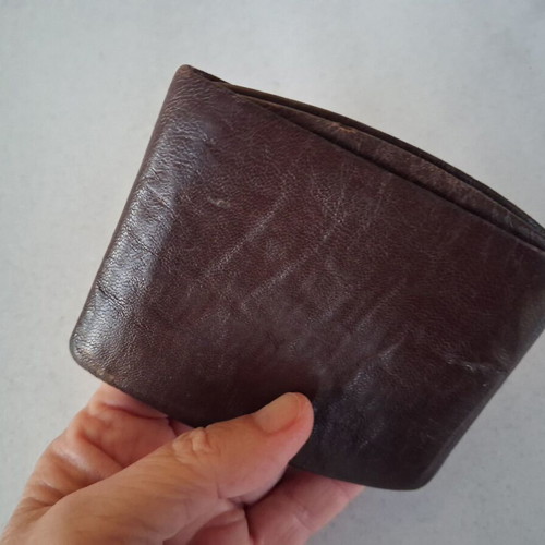 Vintage leather wallet used, brown, from 1950 or earlier