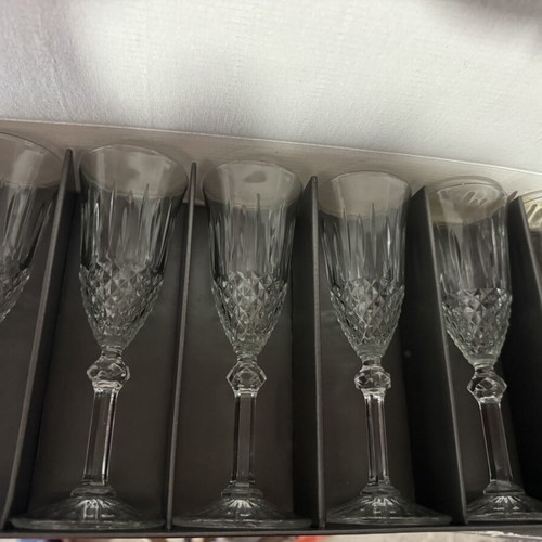 Regency Flute vintage champagne stemmed glasses, set of 6