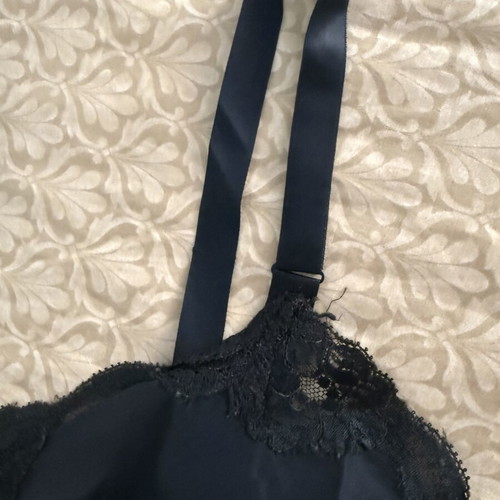 Black satin polyester nightgown like new with lace trim