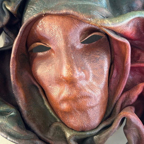 Handmade leather mask wall decor