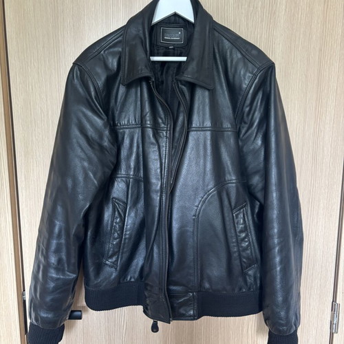 Vintage black leather jacket used, size XXL