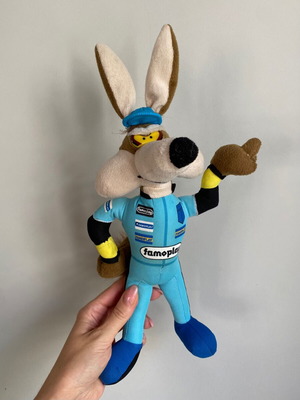 Wile E Coyote vintage plush toy 1990s used, racer outfit