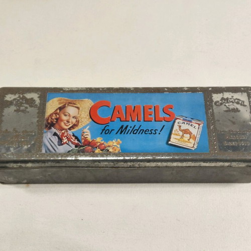 Camel metal vintage cigarette case used, collectible