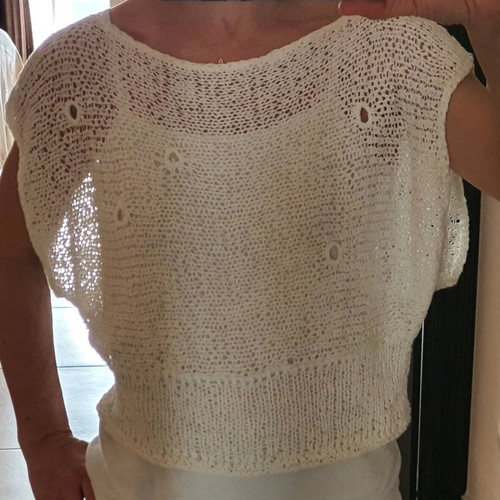 Crop knitted blouse like new, white, size S