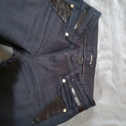 Roberto Cavalli denim pants like new with rhinestone details, size S