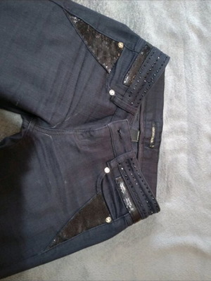 Roberto Cavalli denim pants like new with rhinestone details, size S