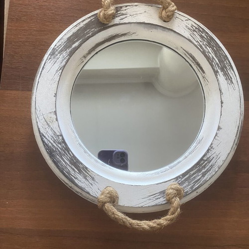 Decorative Shabby Chic Tray Mirror with Rope, Like New
