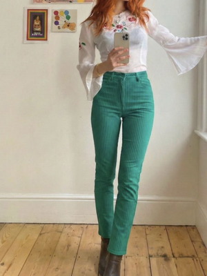 Vintage high waisted striped green pants like new