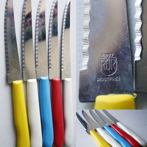 Vintage 70's ROR Rostfrei German kitchen knives set of 5 new