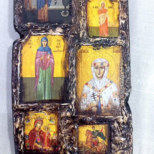 Byzantine Icon Composition 37x14 cm new, hand-finished