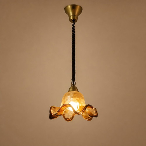 Vintage amber glass pendant light like new