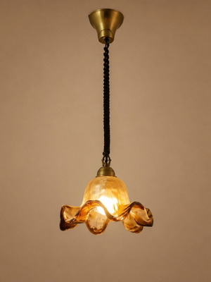 Vintage amber glass pendant light like new