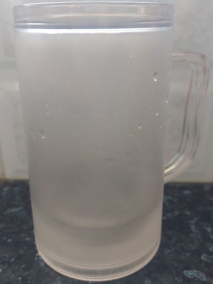 Plastic beer mug with double wall and cooling liquid, 400ml