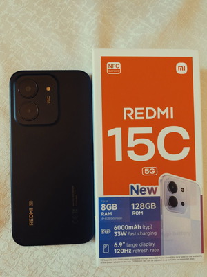 Xiaomi Redmi 15C 5G 128GB smartphone like new with case and screen protector